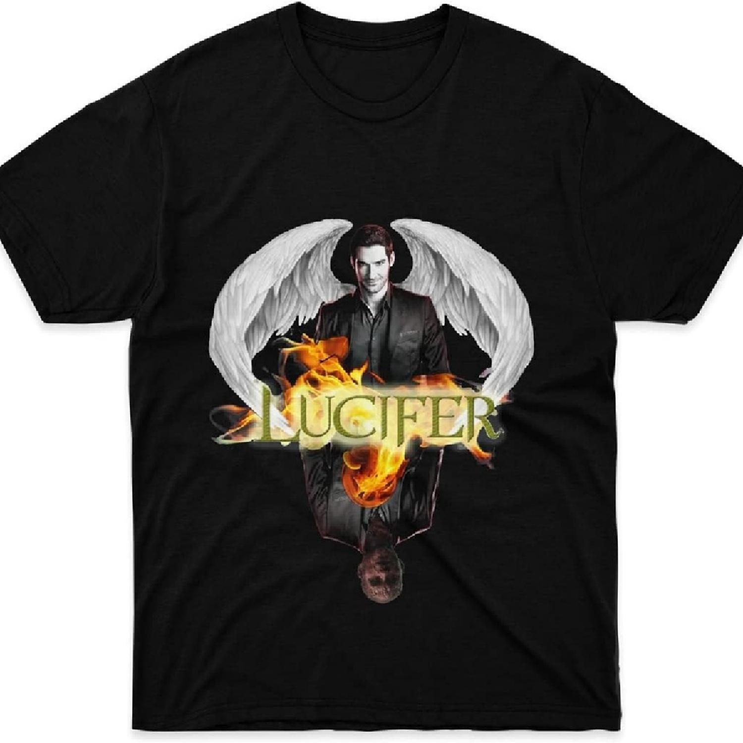 

Mens Womens Tshirt Lucifer Morningstar Shirts for Men Women Friends White Dad One Size S чорний