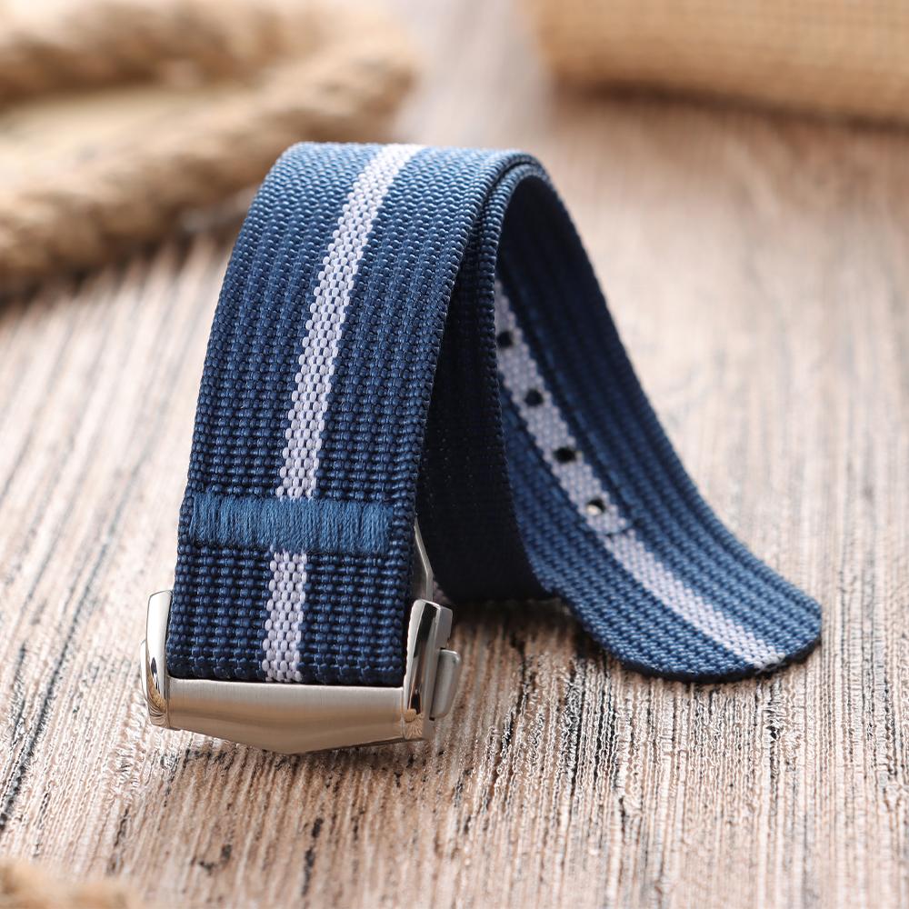 Premium Ribbed Watch Band Deployant Clasp Nylon 20mm 22mm Watch Strap for Omega Folding Buckle Watchband Sport Wristband For Men