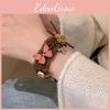 Bear Snuggly Bracelet For Women Elegant Plush Yarn And Wood Handmade Gift Christmas