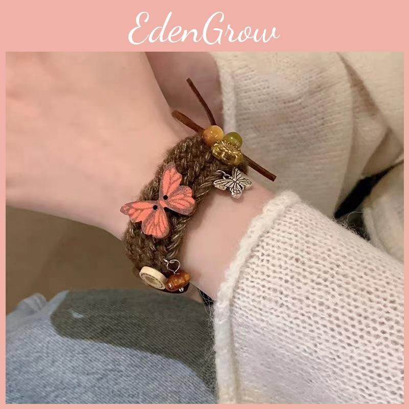 Bear Snuggly Bracelet For Women Elegant Plush Yarn And Wood Handmade Gift Christmas