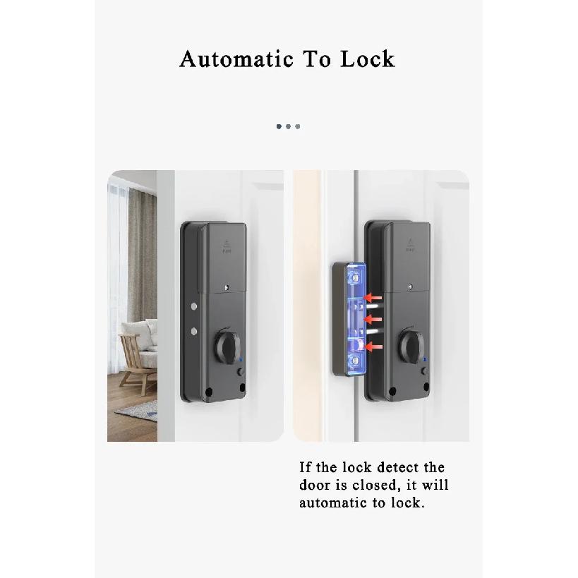 Bluetooth Electronic Door Lock Smartlock Tuya APP Remote Control IC Card Motor Lock Invisible Keyless No Drill Hole Installation