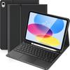 iPad Pro 11" Protective Case with Touchpad Bluetooth Keyboard & Pencil Holder for Air 4/5, 10th Gen, Leather Finish