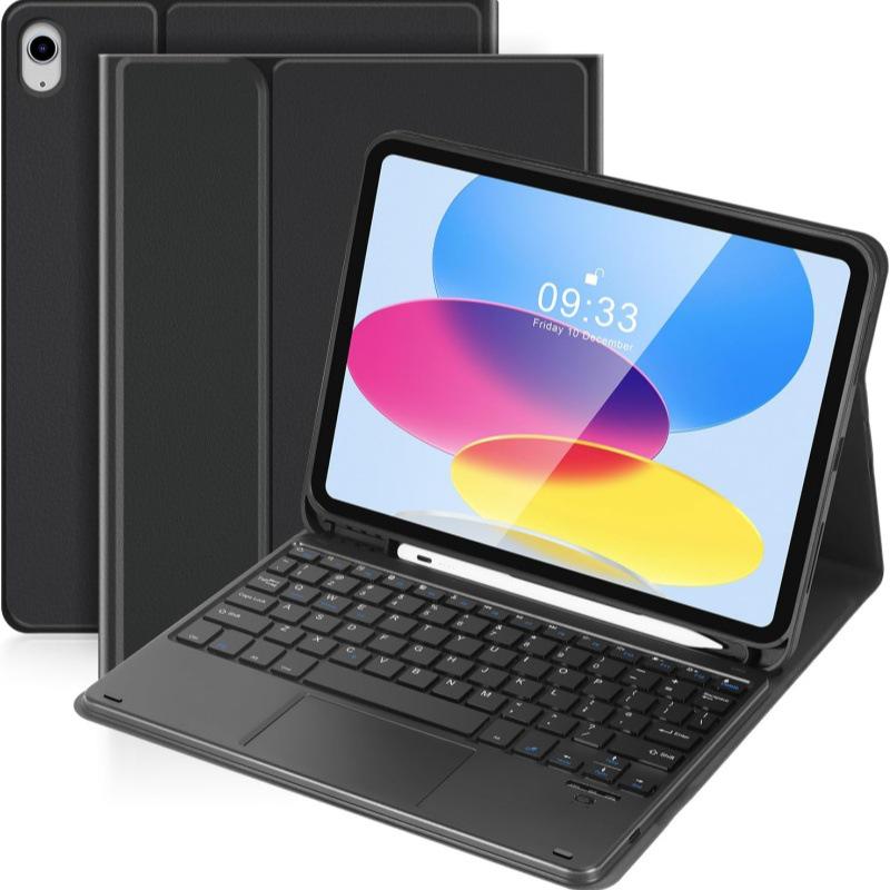 iPad Pro 11" Protective Case with Touchpad Bluetooth Keyboard & Pencil Holder for Air 4/5, 10th Gen, Leather Finish