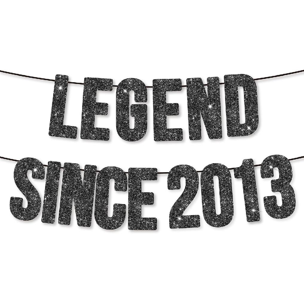Pre-Strung Legend Since 2013 Banner for 12th Birthday Party Decoration,Happy 12th Men Women Birthday Party Banner,Handmade - Black