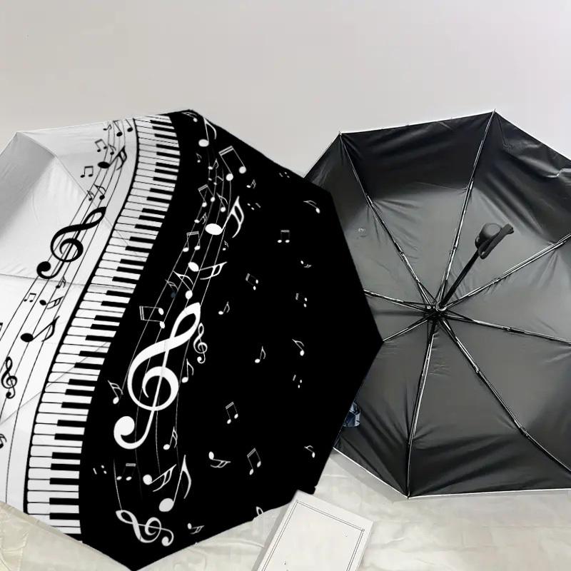 1PC piano music Umbrella-8-Rib Reinforced, Automatic Open, Lightweight & Durable, Cute Fashion Accessory for Outdoor-W185