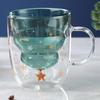 300ML Lovely Christmas Tree Glass Cup Heat-Resistant Double Wall Glass Cup