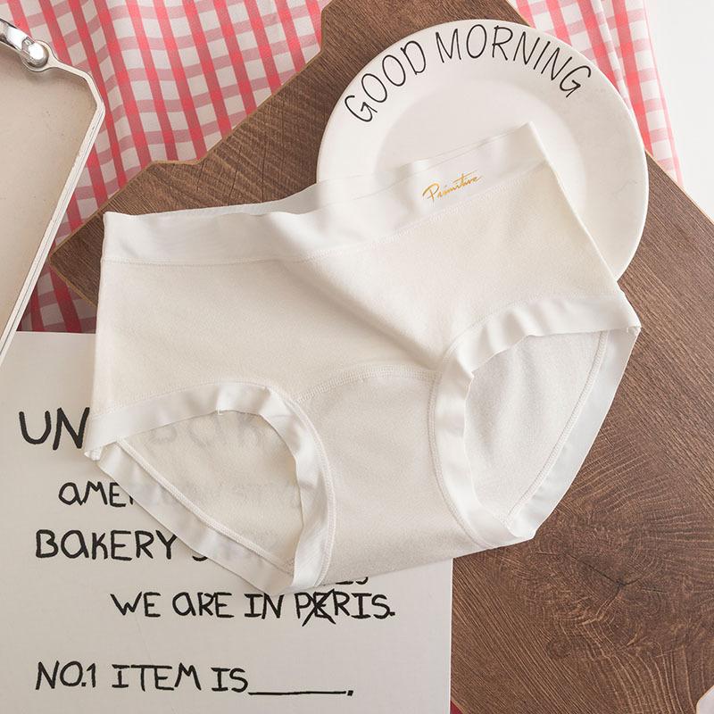 Women's Spring and Autumn 32A Antibacterial Mid-waist Traceless Extended Crotch Panties