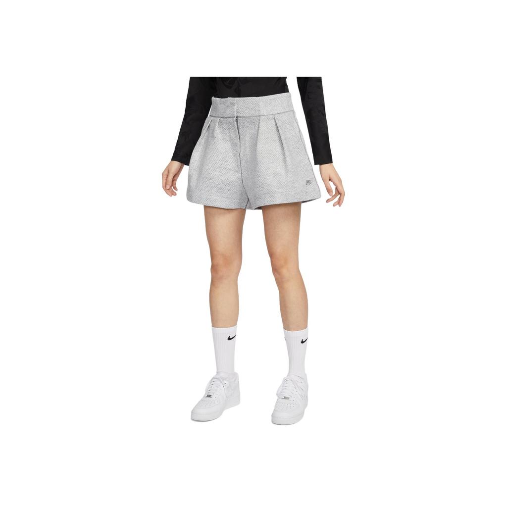 Nike Solid Color Split Hem Fleece High Waist Shorts Women shorts Smoke-Gray DX6518-077