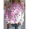 Květinová mikina s kapucí Dámská móda Mikiny s kapucí Květina 3D tisk Mikina s kulatým výstřihem Dlouhý rukáv Elegantní Harajuku Sweats Gym Teplákové oblečení