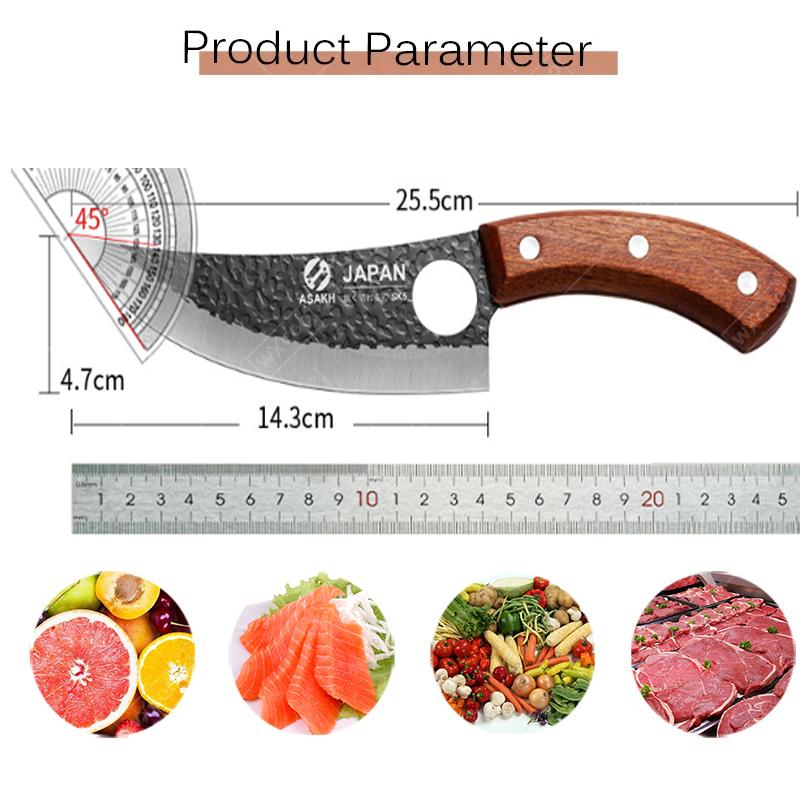 WXCOO Professional Hand Forged Butcher Knife with Wooden Handle Stainless Steel Boning Knife Cutter Full Tang Kitchen Knife