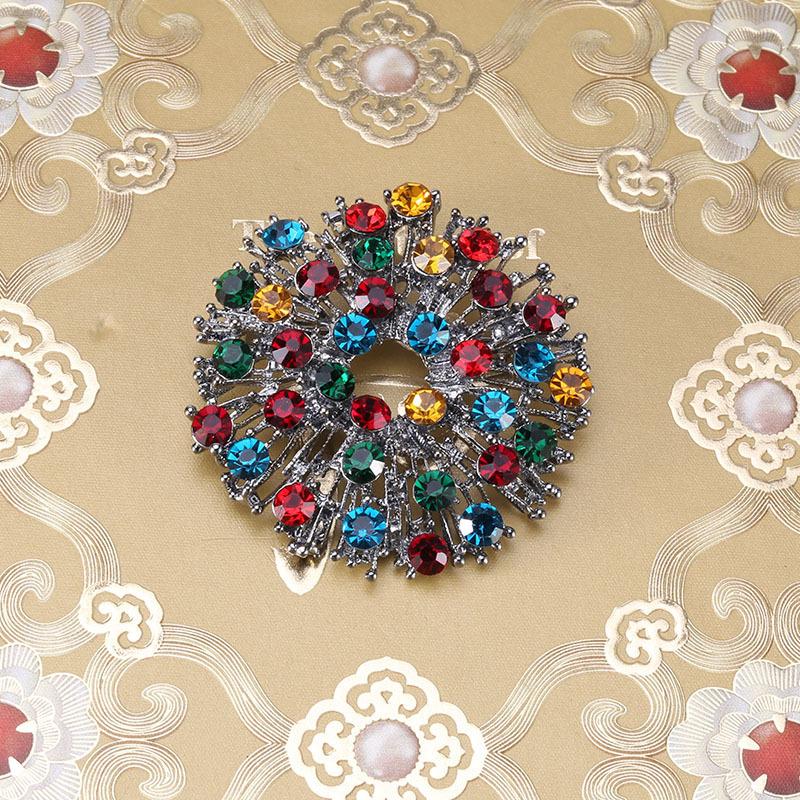 Retro Stil Legering Droppande Olja, Färgstark Diamant Brosch, Mångsidig Akryl Klädsel Korsage Stor Nål