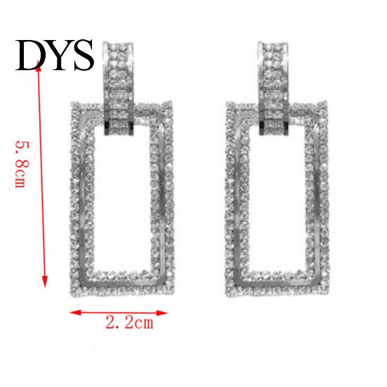 Damen-Ohrstecker mit Strass-Intarsien, hohl, rechteckig, Schmuck, Geschenk
