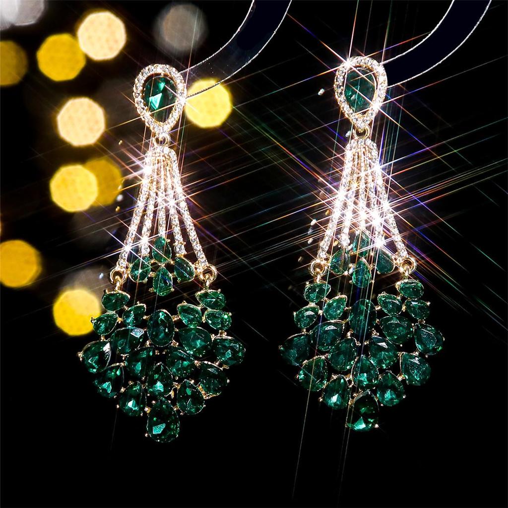 Bright Rhinestone Stud Earrings – Colorful, Bold European & American Style for Women
