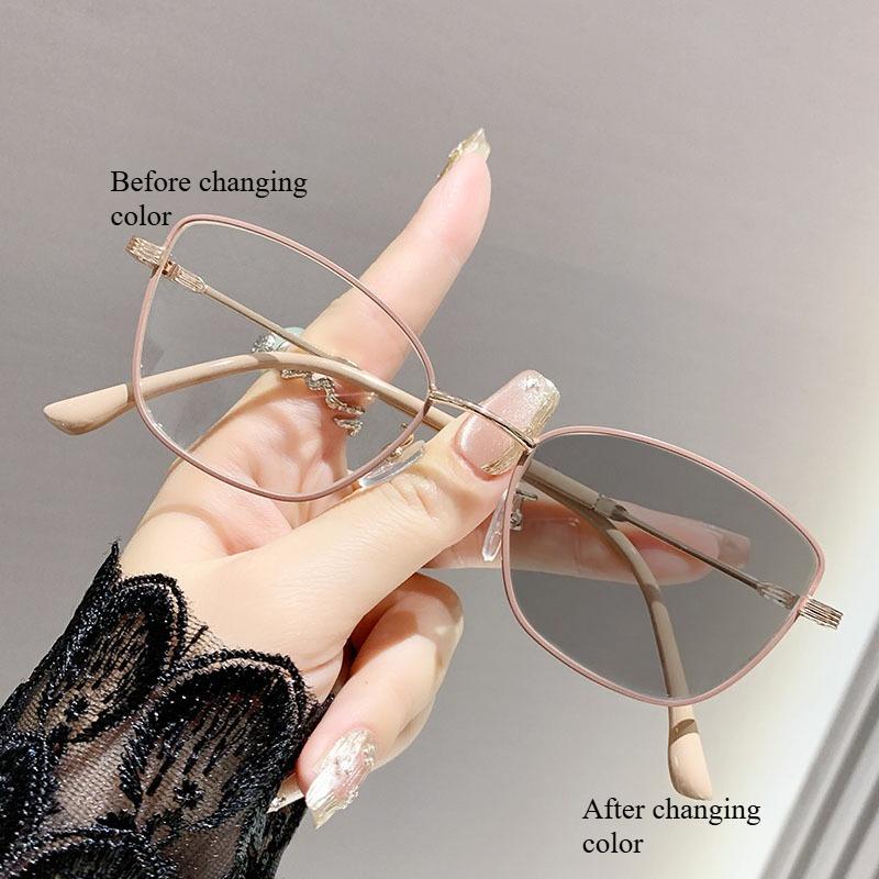 

Фотохромные очки для коррекции близорукости с защитой от синего света, Модные и высококлассные «кошачий глаз», Модные очки для коррекции близорукости, Плоские линзы - 2.25 degrees