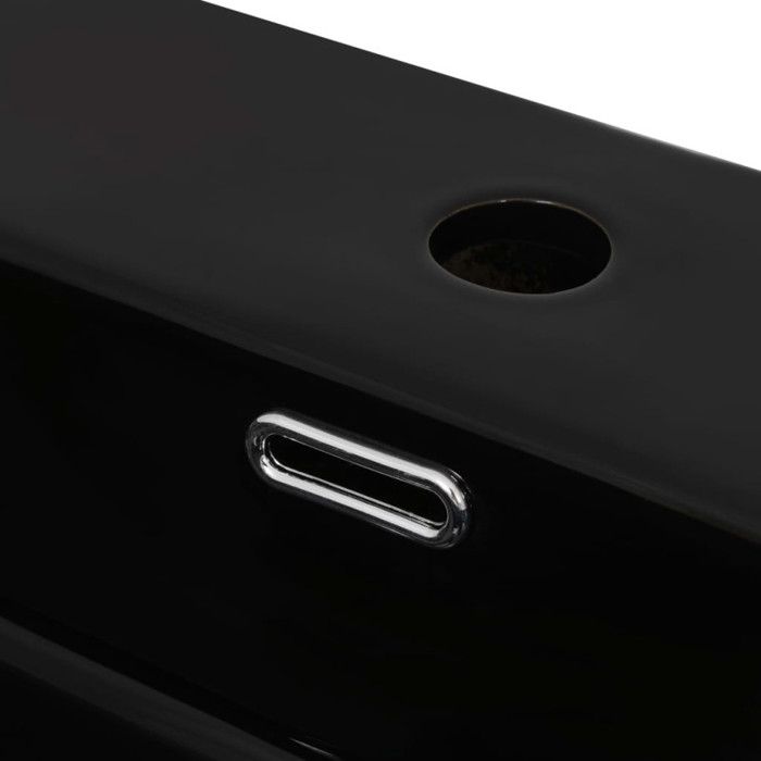 VidaXL Ceramic Black Washbasin with Tap Hole 60.5x42.5x14.5 Cm Sink 142742