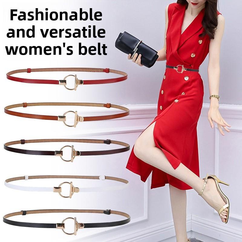 Leather Dress Belt For Women With Metal Closure And Fine Finish For Casual Wear