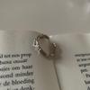Student Korean version of simple white fritillary double-layer ring niche design index finger ring trendy fashion personality octagonal jewelry