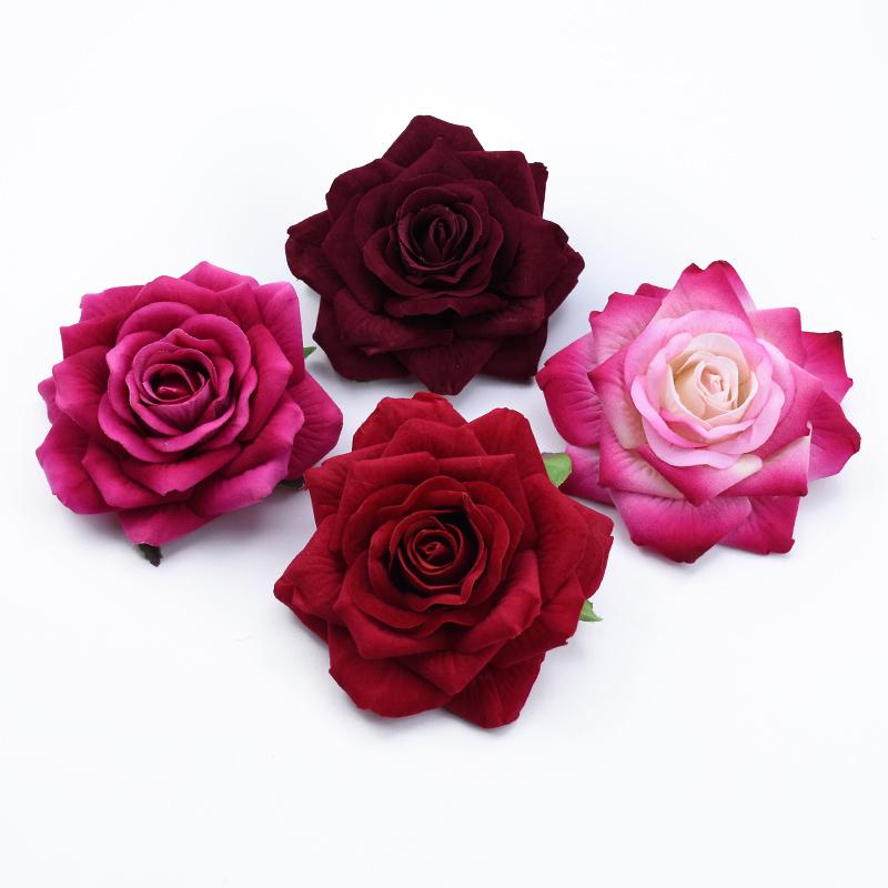 50PCS 10CM Big Roses Artificial Flower Home Decoration Christmas Wreaths Wedding Bridal Accessories Clearance Headwear Brooch