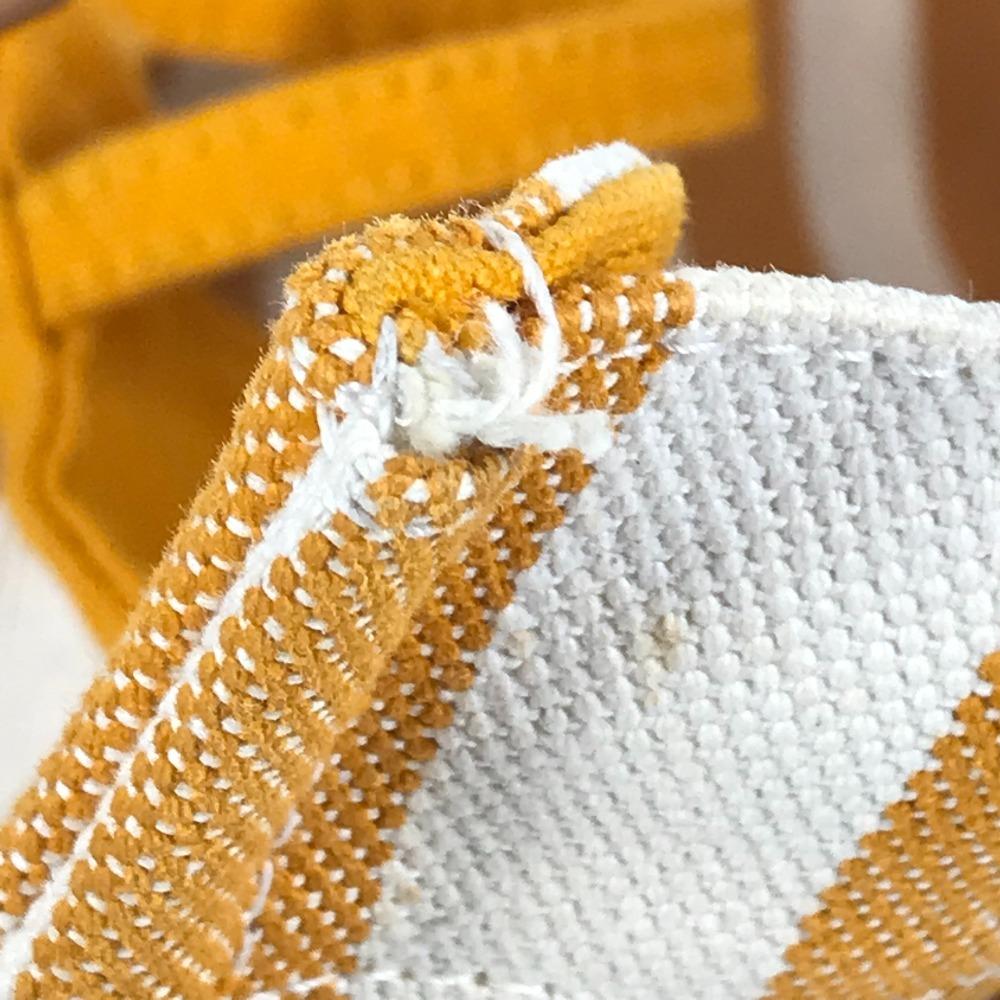 HERMES Border with pouch Cannes PM Tote Bag Hand Bag Canvas yellow/White