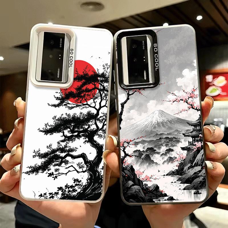 Japanese Minimalist Pine Tree Shockproof Phone Case for Xiaomi Poco X7 X6 X5 X3 Pro F7 Ultra M8 Redmi 15C 15 14C 13C 12C 10C 13