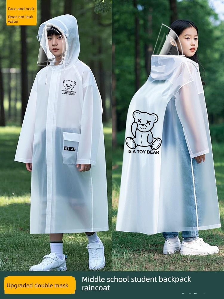 Children's Cartoon Raincoat, New Style, Extended Length with Backpack Space, Unisex School Rain Poncho for Older Kids, Full-Body Coverage