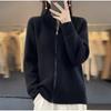 Spring Autumn and Winter Cardigan Women's Stand-up Collar Zipper Cardigan Thickened Cardigan Jacket Knit Sweater with Lazy Style