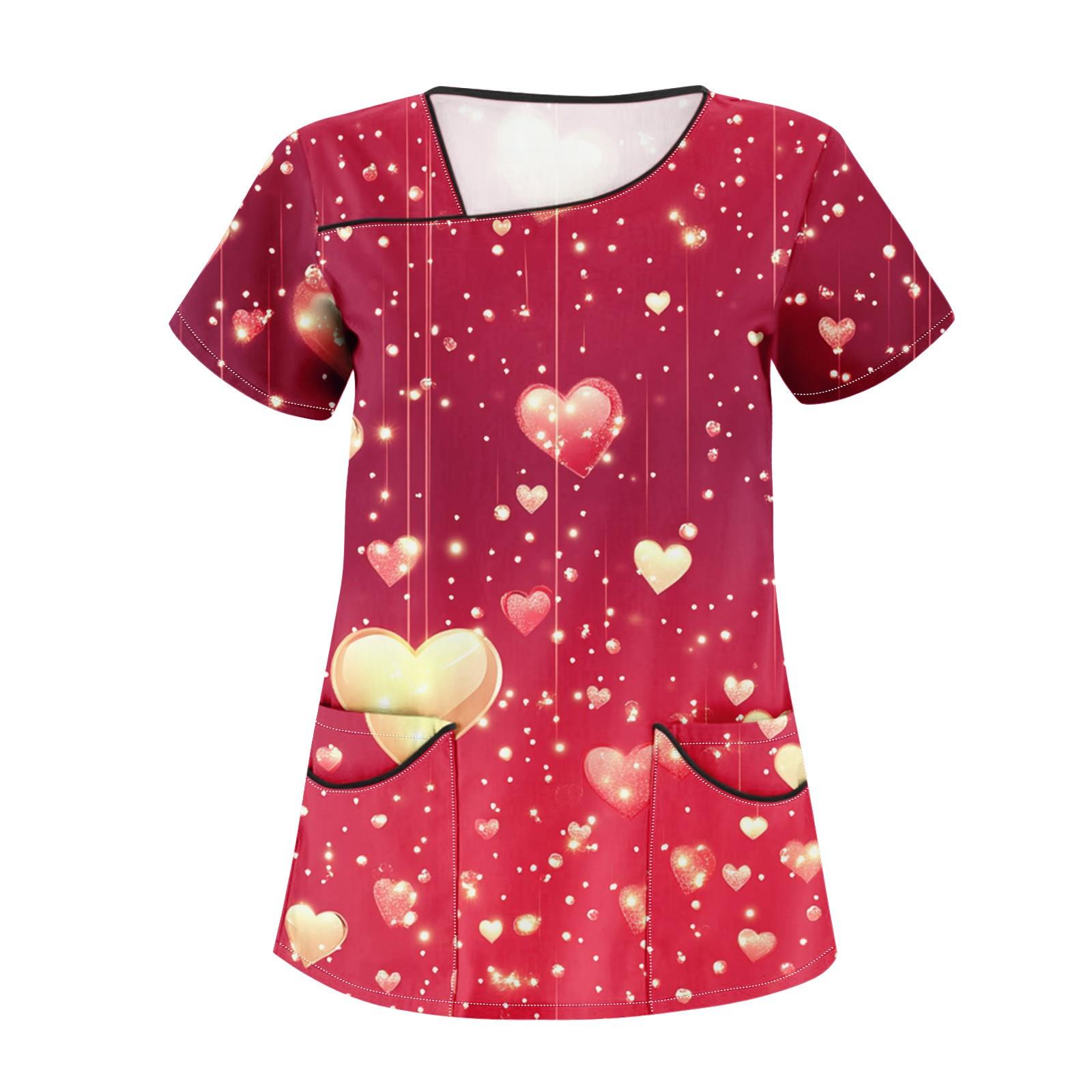 

Женская рабочая одежда с принтом, косым воротником и двухслойными карманами, базовые топы, пуловер XXXXXL красный