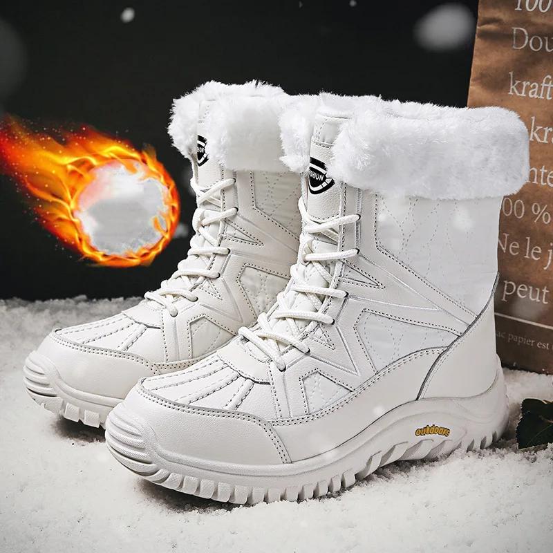High Quality Winter Women's Plush Snow Boots Outdoor Waterproof Warm Plush Women's Boots Comfort Platform Boots Botas Para Mujer