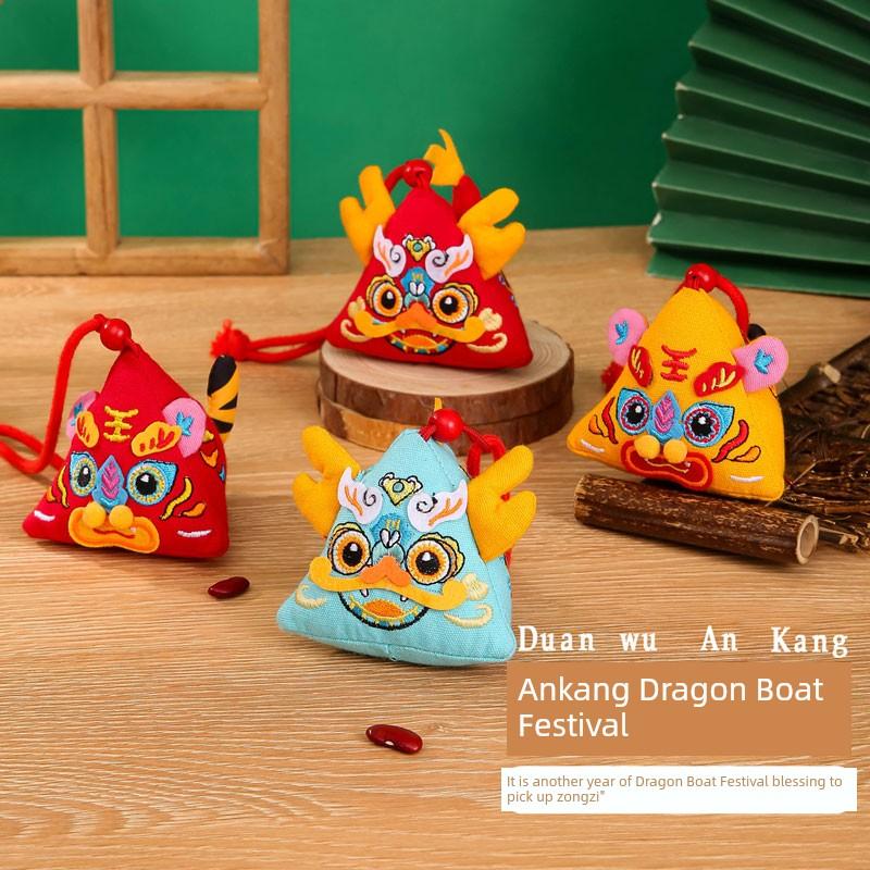 Dragon Boat Festival Sachet Embroider Perfume Bag Cotton Pouch Decoration Portable Dragon Element Sachet Bag Zodiac Package Pendant