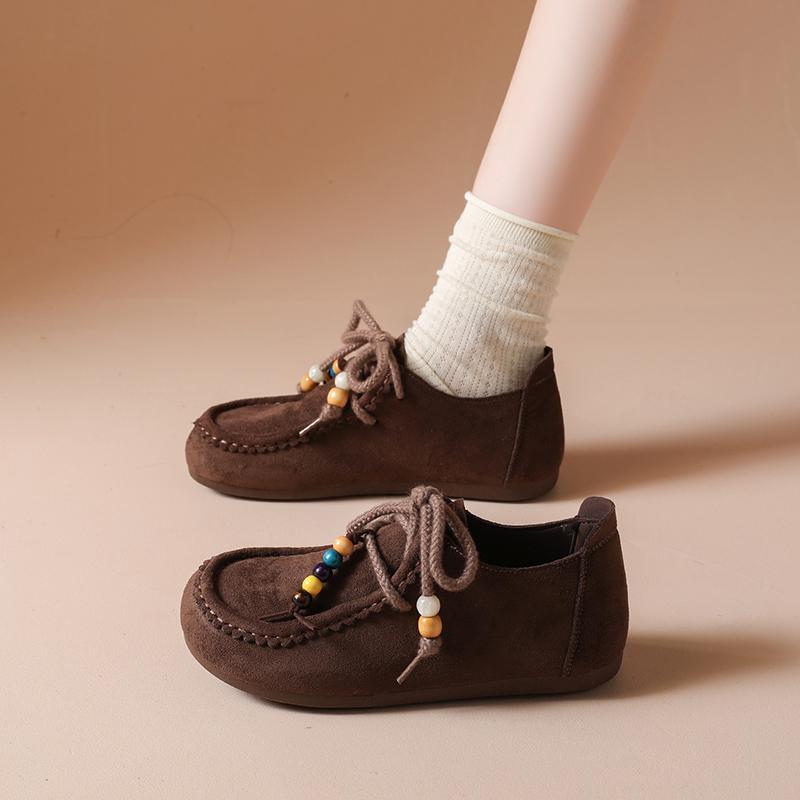 

Fashion CRLAYDK Shoes for Women String Bead Ethnic Style Slip On Loafers Ladies Outdoor Walking Antislip Sneakers Casual Moccasins 35