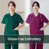 Unisex Short-Sleeve Surgical Gown and Long-Sleeve Workwear Scrub Set - Polyester/Cotton Blend