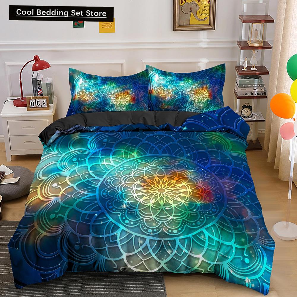 Psychedelic Boho Luxury Bedding Set 2/3PCS with Pillowcase King Mandala Duvet Cover Queen Comforter Cover Polyester Quilt Cover