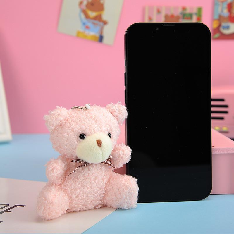 Charming Plush Teddy Bear Keychain With Bow Adorable Bag Accessory