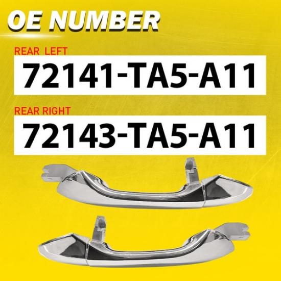 2PC Handles Exterior Outside Rear Door Chrome L+R for 2008-2012 Accord Honda