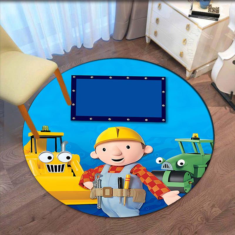 שטיח עגול מודפס בוב הבנאי, שטיח כיסא, שטיח אזור, שטיחי כניסה, למשרד, לסלון, לחדר שינה, למטבח.