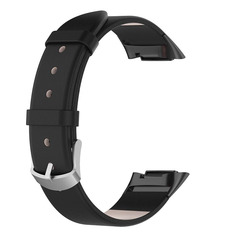 Metal Buckle Genuine Leather Smart Watch Strap Adjustable Wrist Band for Fitbit Charge 6/5