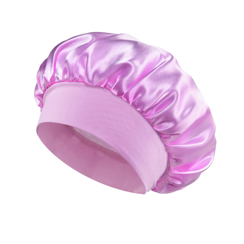1PC Soft Silk Satin Lined Bonnet Large Satin Hair Bonnet Household Sleep Shower Cap Hair Wrap Cover for Long Hair Salon Tool