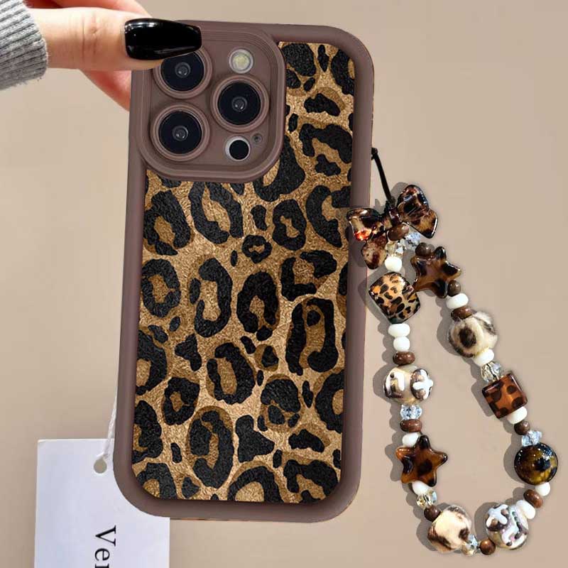 Leopard Print Lanyard Strap Rope Case For OnePlus 15 13 12 11 13T ACE 6 5 Nord 5 4 3 Lite 2 8T 10R Soft Silicone Cover