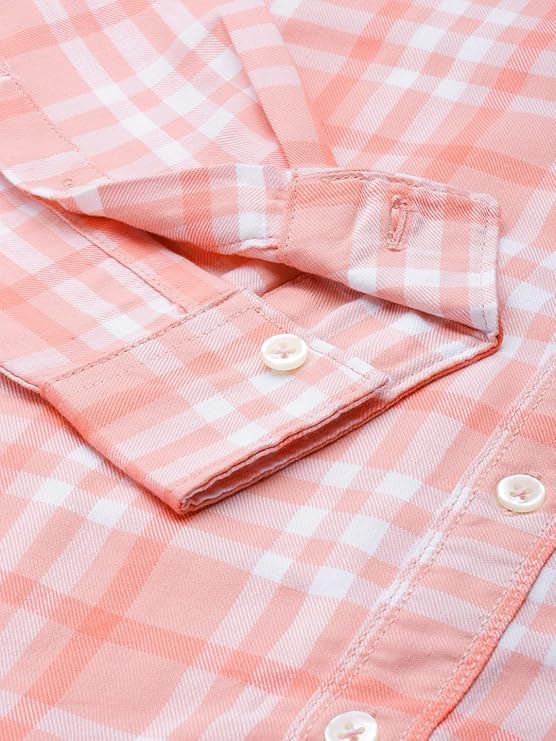 Men Slim Fit Checkered Full Sleeves Spread Collar Casual Shirt