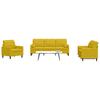 3 Piece Sofa Set with Cushions and Neck Rolls Yellow Velvet