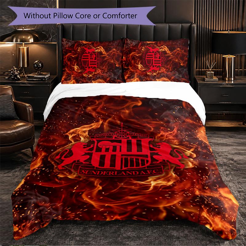 Set Biancheria da Letto a 3 Pezzi Sunderland Football Morbido Set Copripiumino con Federe Set Decorazione Camera da Letto per la Casa