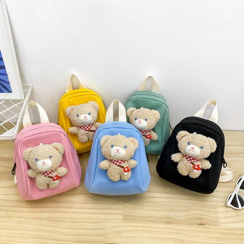 With Children Backpack Plush Bear Doll Decoration For Daily Casual Outings
