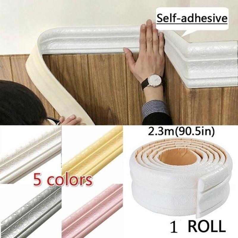 Striscia autoadesiva 3D per decorazione da parete Striscia per cornice in schiuma con carta da parati adesiva per linea di cintura Waterproo