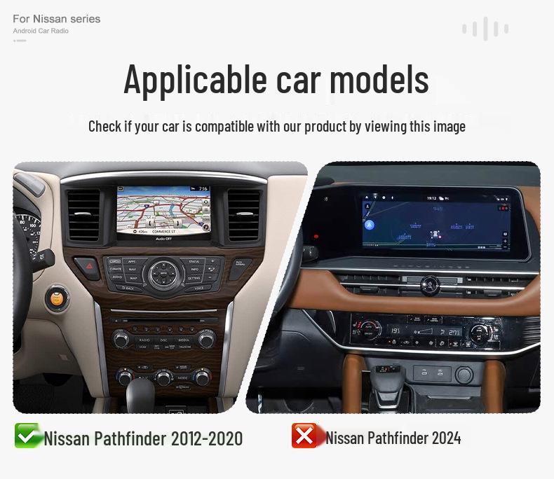 Compatible with 2012-2020 Nissan Pathfinder: 14.8-inch Android Car Stereo with Qualcomm Central Control and Navigation.