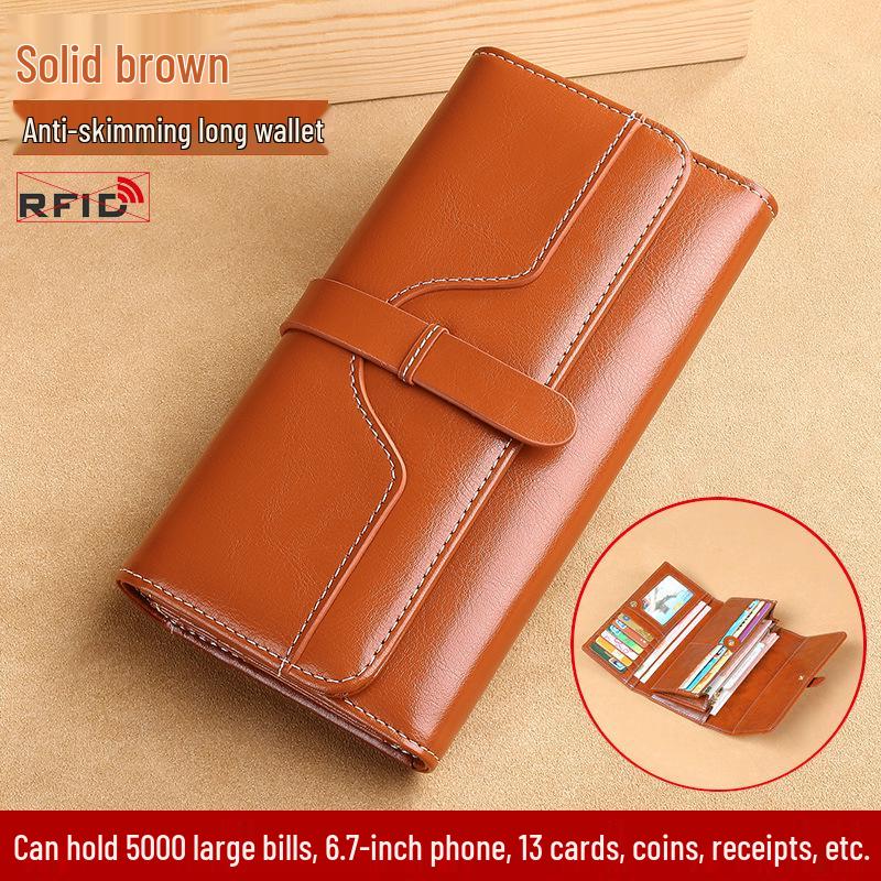 Women's Large Capacity Soft Leather Wallet with Multi-Card Holder