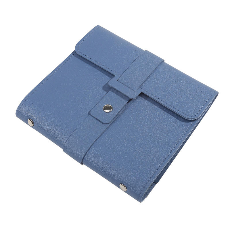 

Large Capacity Portable Travel Earring Storage Bag Women s PU Leather Multi-layer Jewelry Organizer Dust-proof Book Style синий