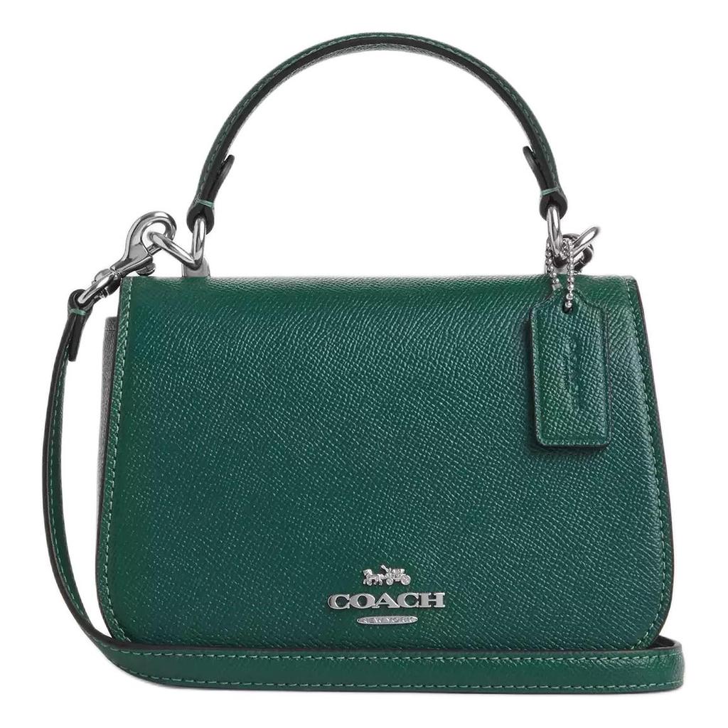 Coach Lysa 18 Metal Logo Detachable Shoulder Strap Crossgrain Leather Shoulder Tote Bag Small Women Handbags Emerald-Green CX575-SVDM9