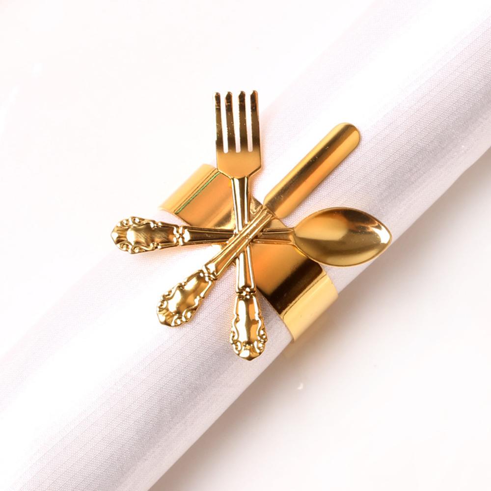 6pcs Western Style Knife Fork Spoon Napkin Buckle Napkin Ring Creative Napkin Rings Cloth Ring Towel Dining Table Home Decor New