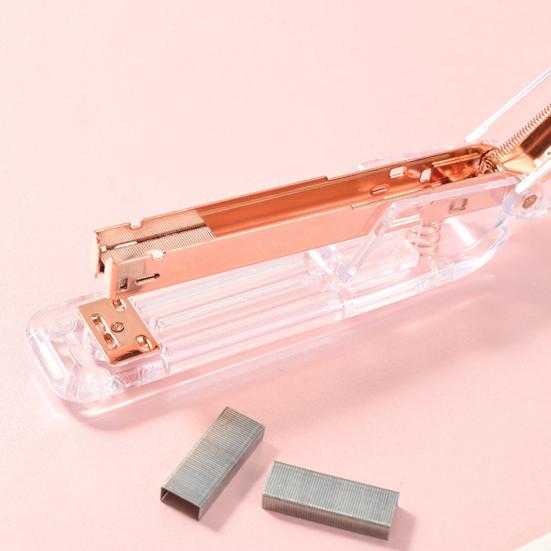 Transparent Desktop Stapler Labor-Saving Heavy Duty 25-sheet Capacity Anti-Slip Base Prevents Staple Jams One-finger Stapler School Office Supplies