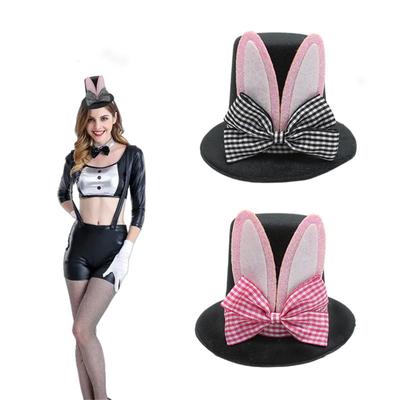 Easter Party Makeup Headdress Hairpin Hat Plaid Bow Ears Top Hat